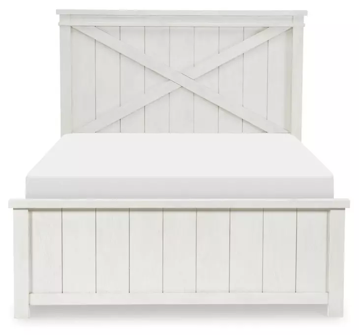 Flatiron Aged White Full Panel Bed