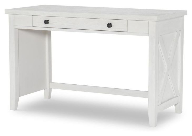 Flatiron Aged White 48" Vanity Desk with USB Charging