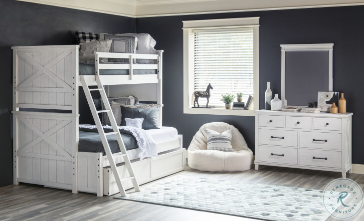 Flatiron Aged White Twin Over Full Bunk Bed