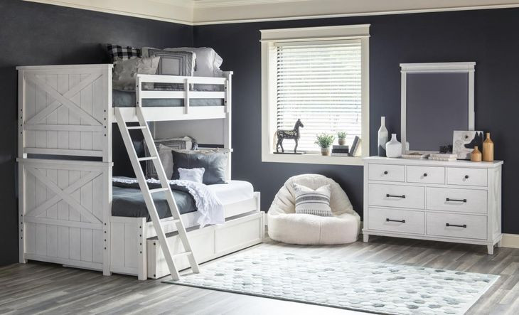 Flatiron Aged White Twin Over Full Bunk Bed