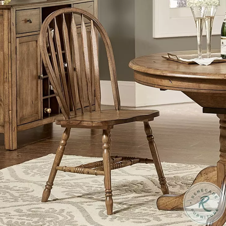 Savannah Crossing Antique Honey Windsor Side Chair Set of 2 From