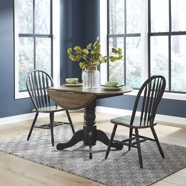 Pine Crossing Black and Antique Honey 3 Piece Drop Leaf Dining Set