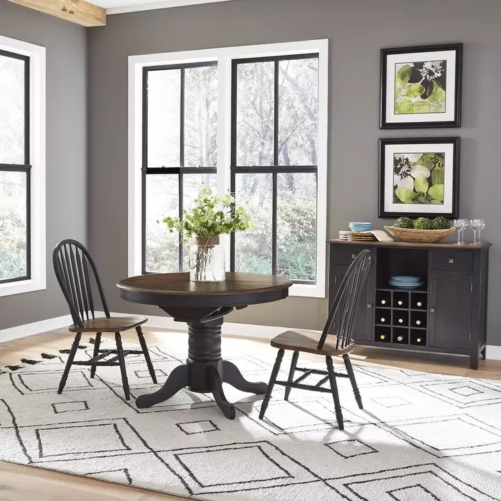 Carolina Crossing Black and Antique Honey 3 Piece Extendable Dining Set