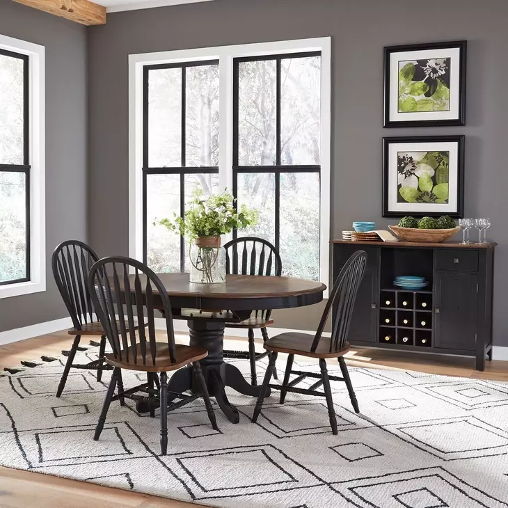Carolina Crossing Antique Honey and Black 57" Extendable Rectangular Gathering Table