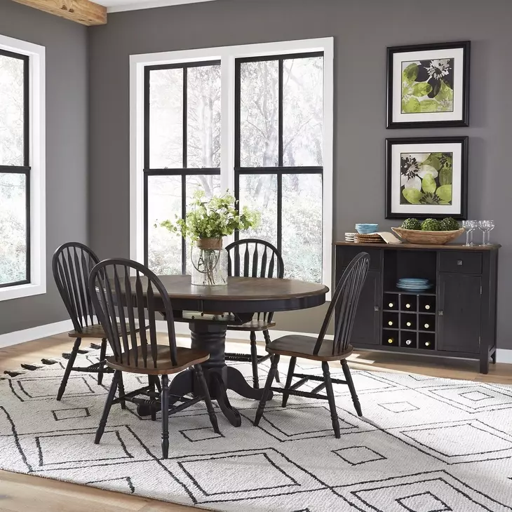 Pine Crossing Black and Antique Honey 5 Piece Extendable Dining Set