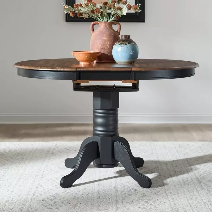 Carolina Crossing Antique Honey and Black 57" Extendable Rectangular Gathering Table