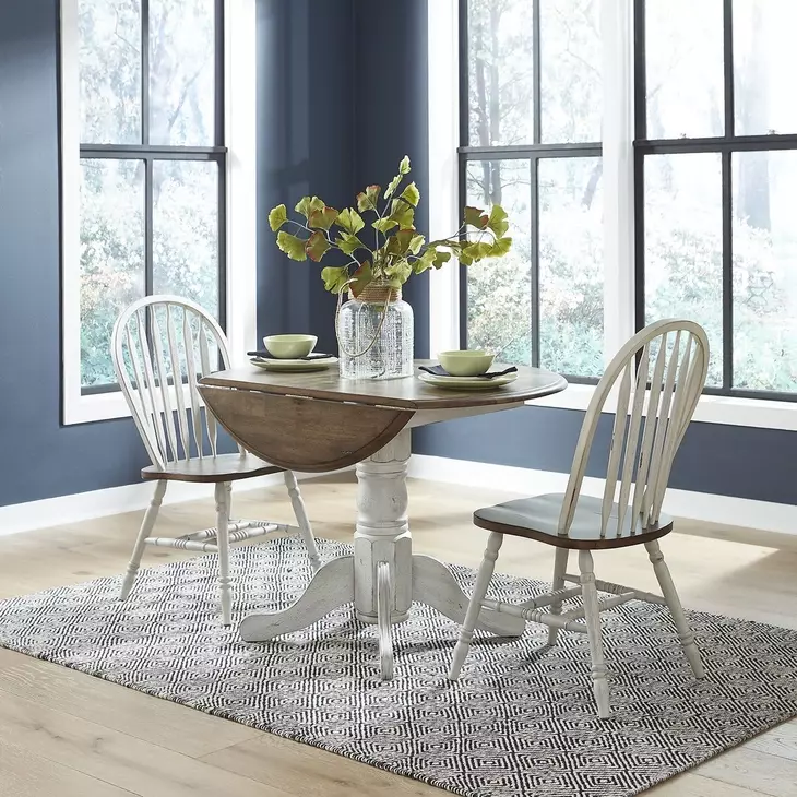 Carolina Crossing White and Antique Honey 3 Piece Drop Leaf Dining Set