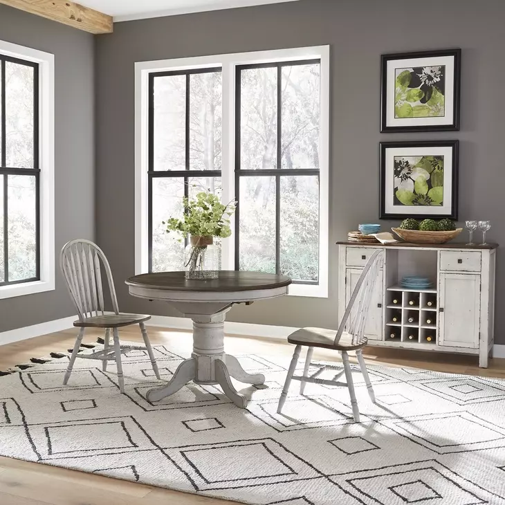 Carolina Crossing White and Antique Honey 3 Piece Extendable Dining Set
