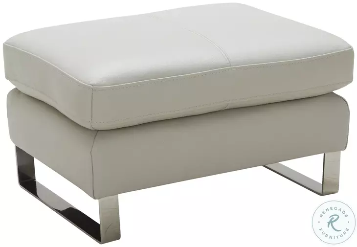Constantin Light Grey Leather Ottoman
