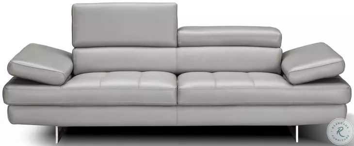 Aurora Grey Italian Leather 93" Sofa