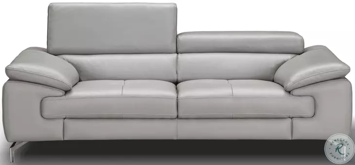 Liam Grey Italian Leather 77" Sofa