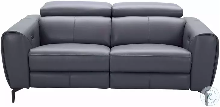 Lorenzo Blue Grey Italian Leather Power Reclining 70" Loveseat