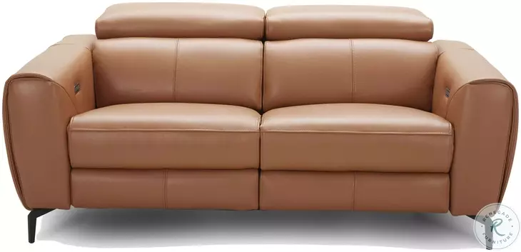 Lorenzo Caramel Italian Leather Power 70" Reclining Loveseat