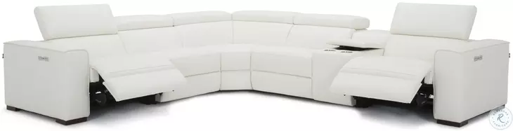 Picasso White Top Grain Leather Power Reclining Sectional