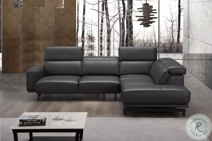 Davenport Slate Grey Leather Sectional