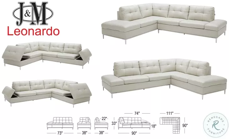 Leonardo Silver Grey Chaise RAF Sectional