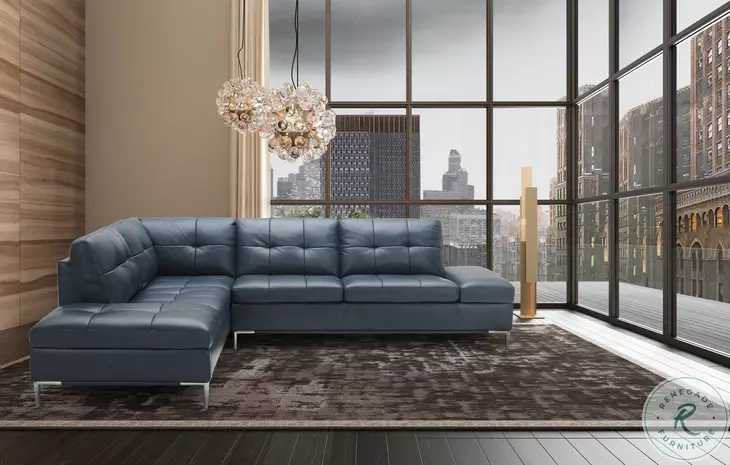 Leonardo Blue Chaise LAF Sectional