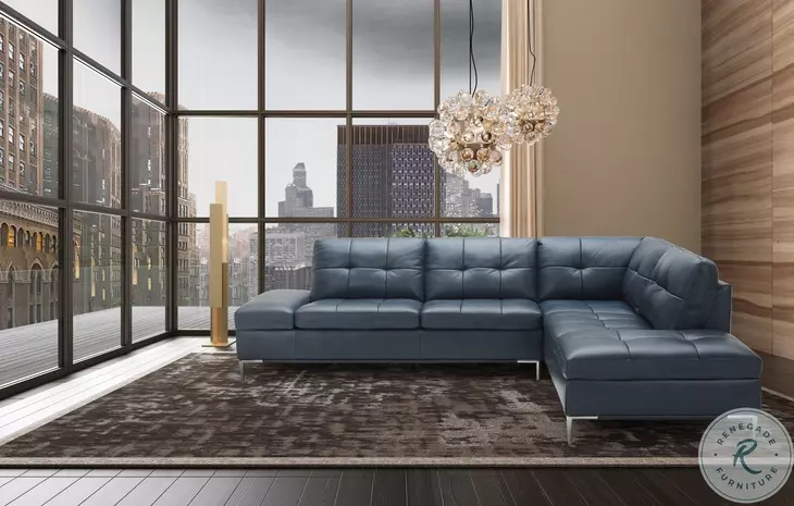 Leonardo Blue Chaise RAF Sectional