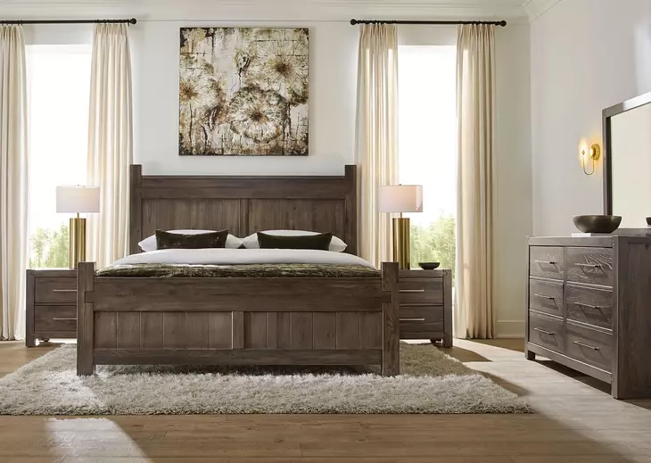 Joinery Espresso Oak Queen Poster Bed