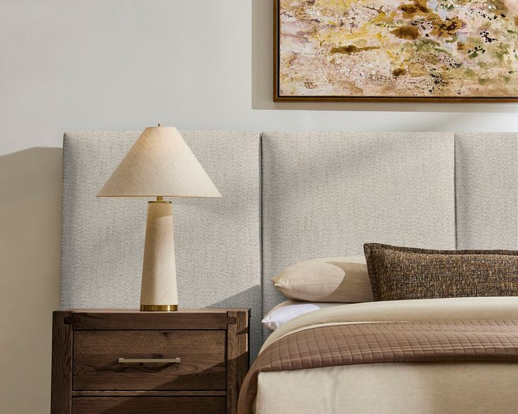 Joinery Espresso Oak and Labradoodle Performance Fabric Queen Upholstered Panel Bed
