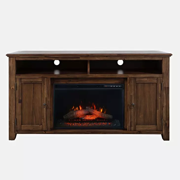 Bakersfield Distressed Brown 60" TV Stand with Electric Fireplace