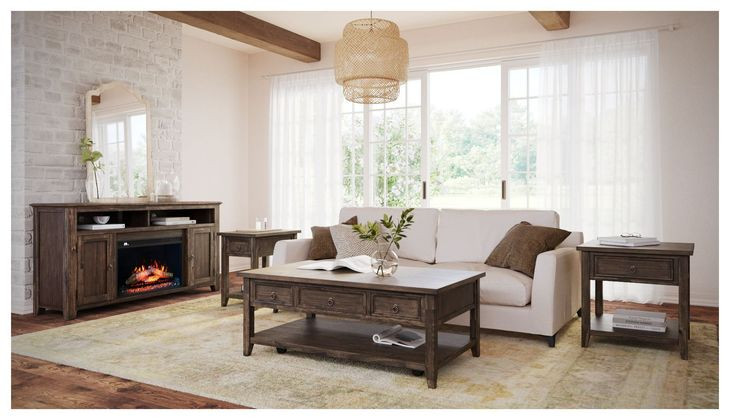 Bakersfield Brown 60" TV Stand with Electric Fireplace