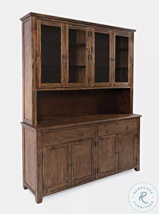 Bakersfield Wire Brush Brown Server with Hutch