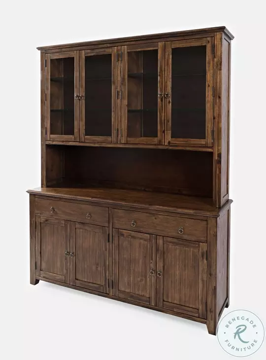 Bakersfield Wire Brush Brown Server with Hutch