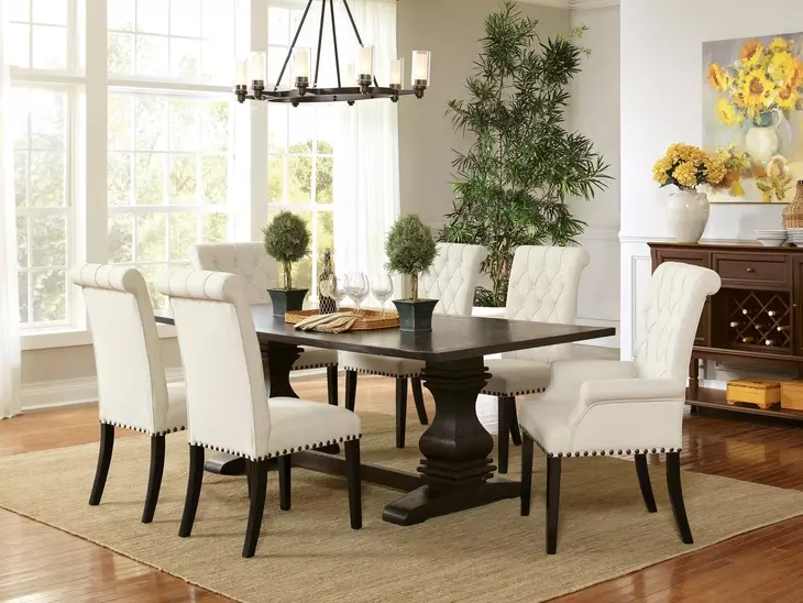 Mapleton Beige Tufted Back Upholstered Side Chair Set of 2