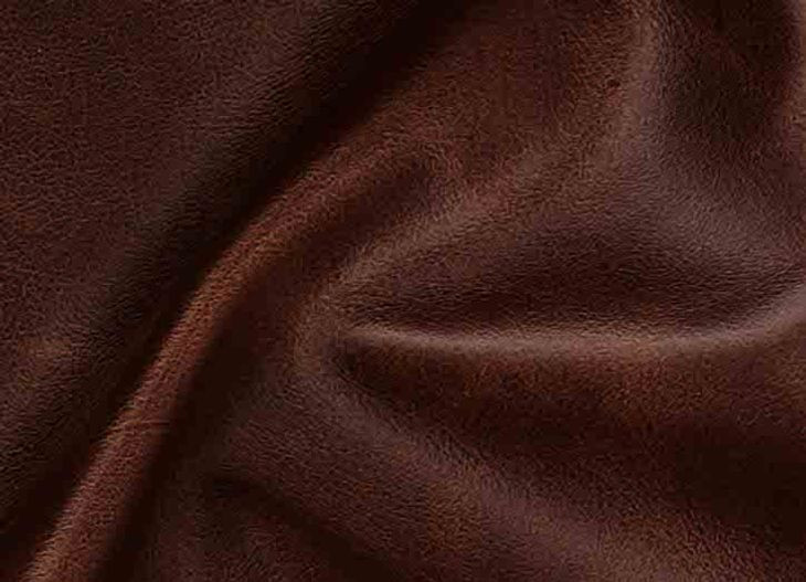 Kingswell Brown Leather Upholstered Rectangular Ottoman with Nailhead Trim