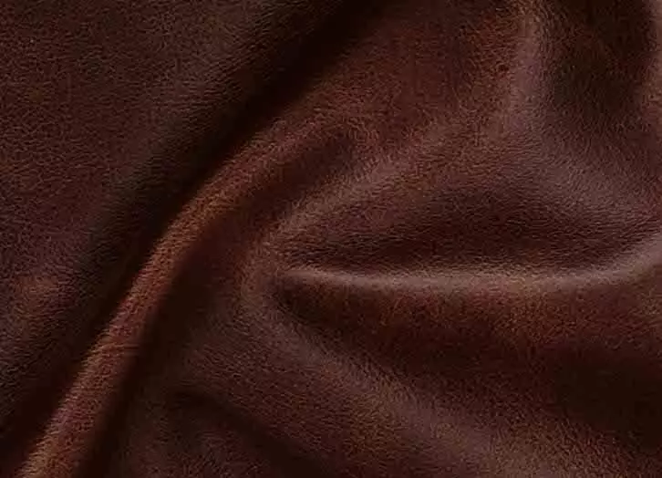 Kingswell Brown Leather Upholstered Rectangular Ottoman with Nailhead Trim