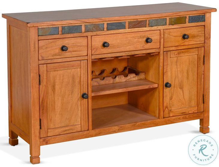 Willow Nest Natural Slate Beige Wood 3 Door Buffet
