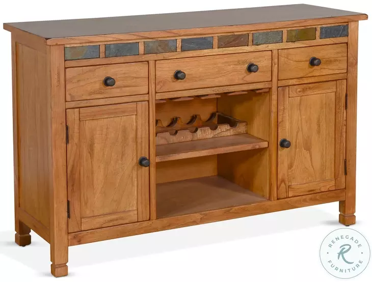 Willow Nest Natural Slate Beige Wood 3 Door Buffet