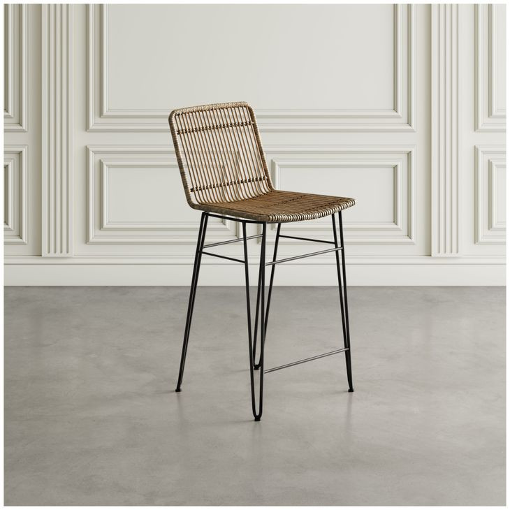 Weaver Rattan Brown Counter Height Stool Set of 2