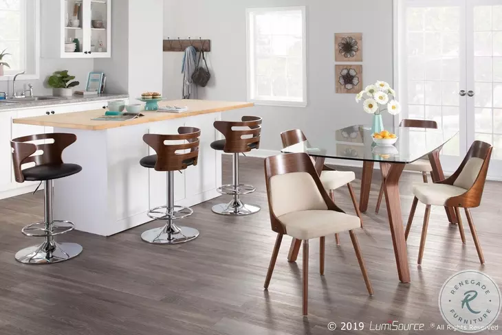 Folia Walnut Wood And Clear Glass Dining Table