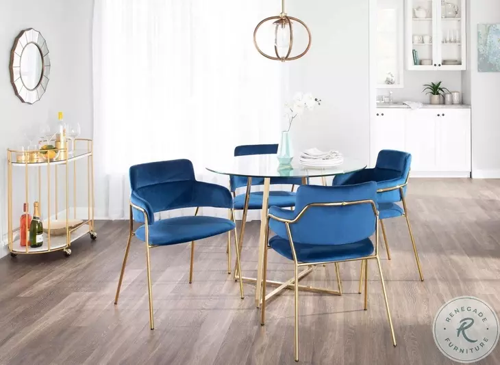 Napoli Blue Velvet Chair Set Of 2