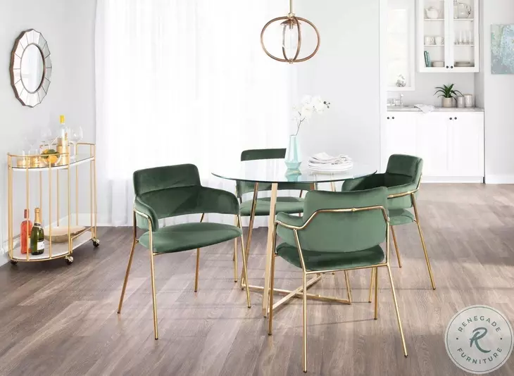 Napoli Gold Metal And Emerald Green Velvet Dining Chair Set Of 2