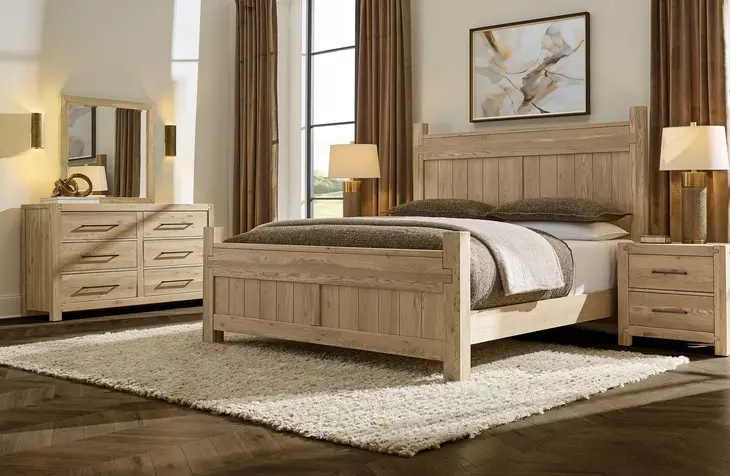 Joinery Natural Oak Queen Poster Bed