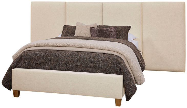 Joinery Espresso Oak and Ivory Cream Performance Fabric King Upholstered Wall Panel Bed