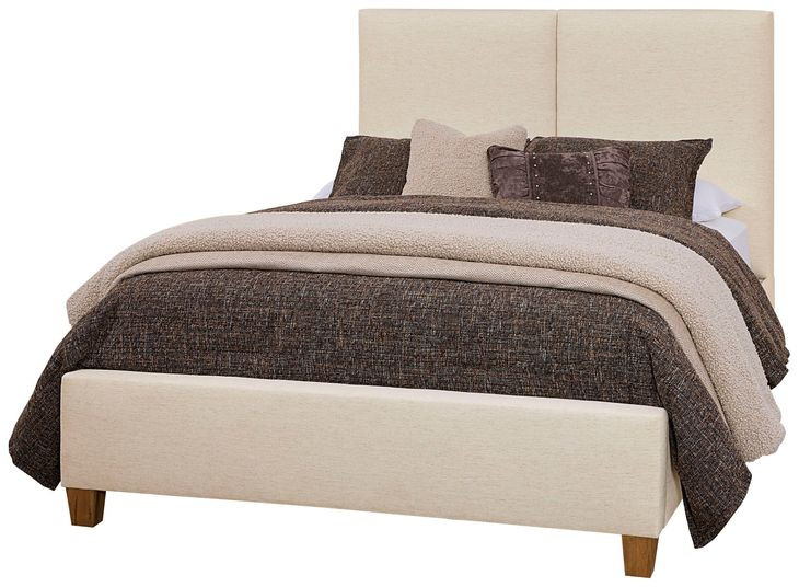 Joinery Espresso Oak and Ivory Cream Performance Fabric King Upholstered Panel Bed