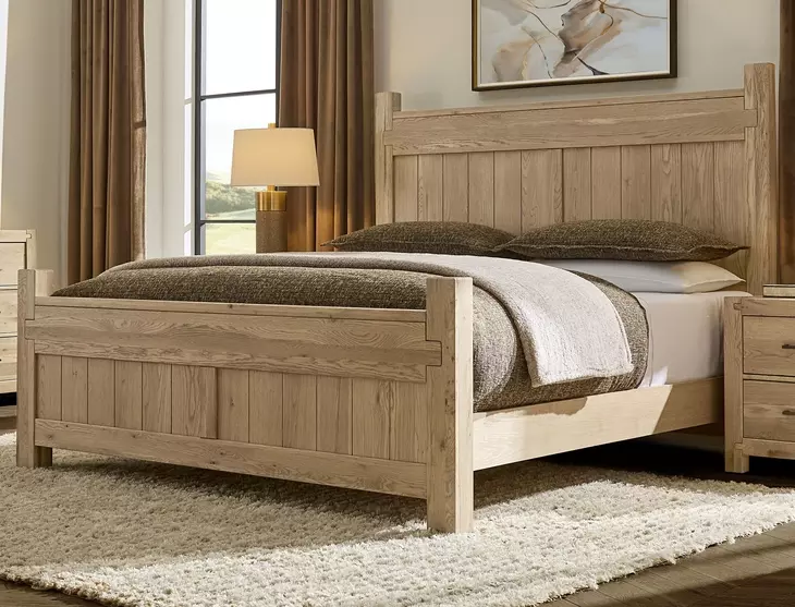 Joinery Natural Oak Queen Poster Bed