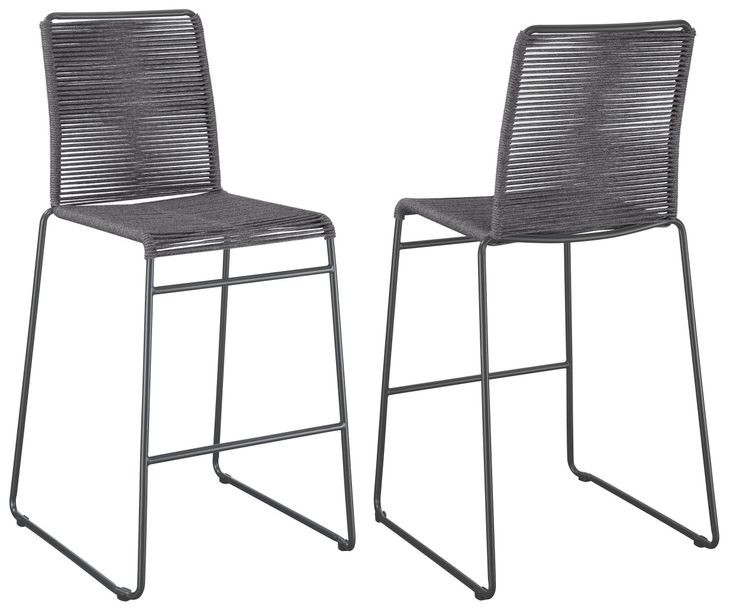 Kai Charcoal And Gunmetal Upholstered Bar Stool Set of 2