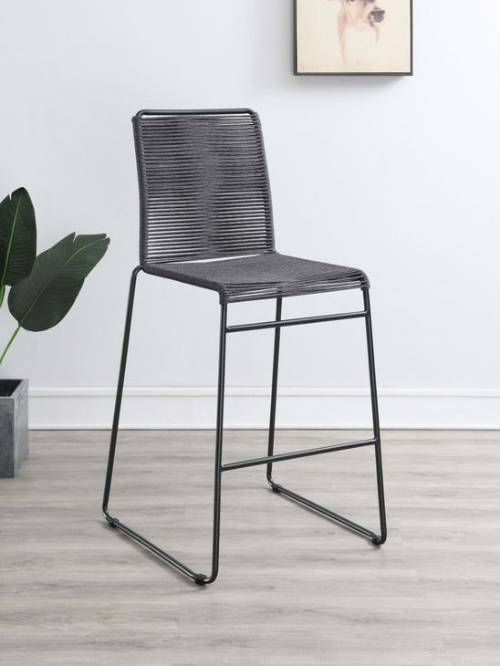 Kai Charcoal And Gunmetal Upholstered Bar Stool Set of 2