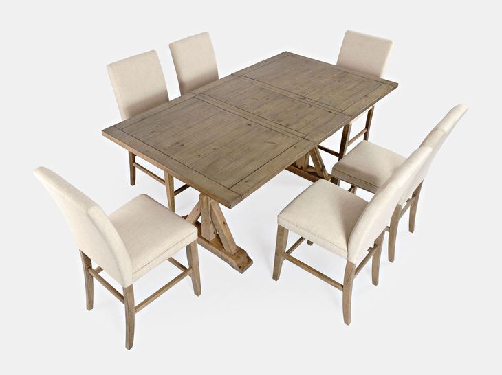 Carlyle Crossing Medium Brown Upholstered 7 Piece Counter Height Dining Set