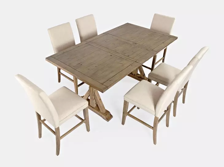 Carlyle Crossing Medium Brown Upholstered 7 Piece Counter Height Dining Set