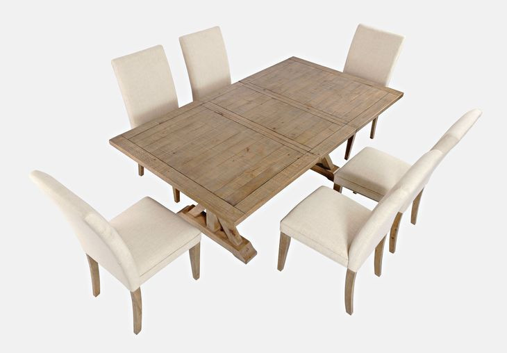 Carlyle Crossing Medium Brown Upholstered 7 Piece Dining Set