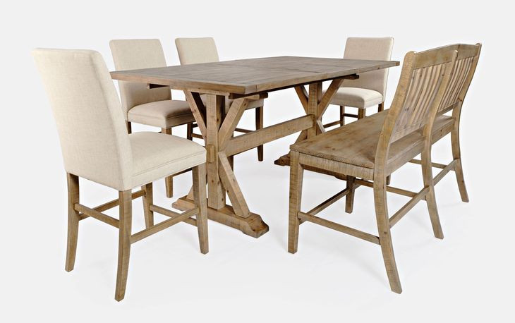 Carlyle Crossing Medium Brown Upholstered 6 Piece Counter Height Dining Set with Bench