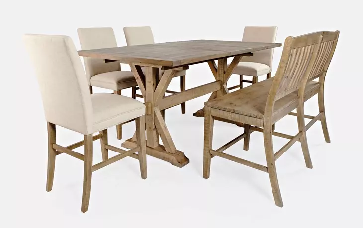 Carlyle Crossing Medium Brown Upholstered 6 Piece Counter Height Dining Set with Bench