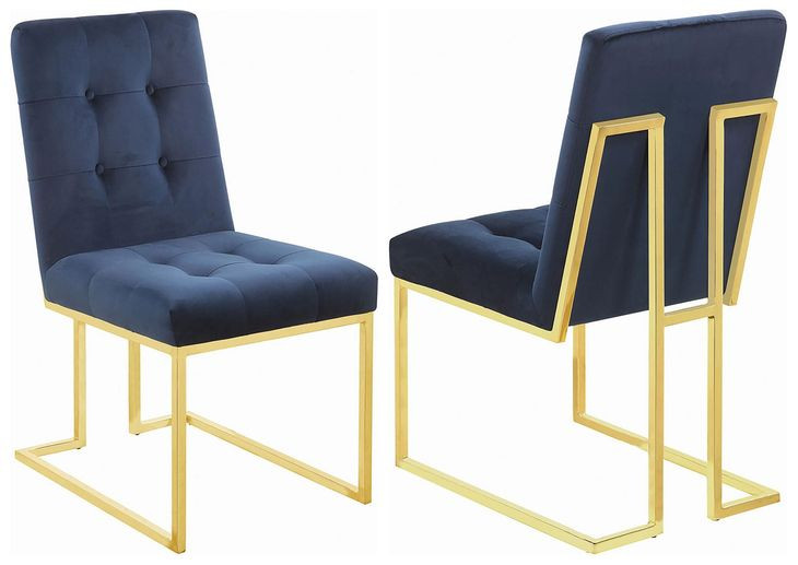 Starlight Ink Blue Velvet Dining Chair Set Of 2