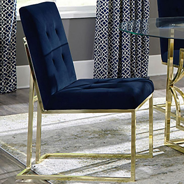 Starlight Ink Blue Velvet Dining Chair Set Of 2